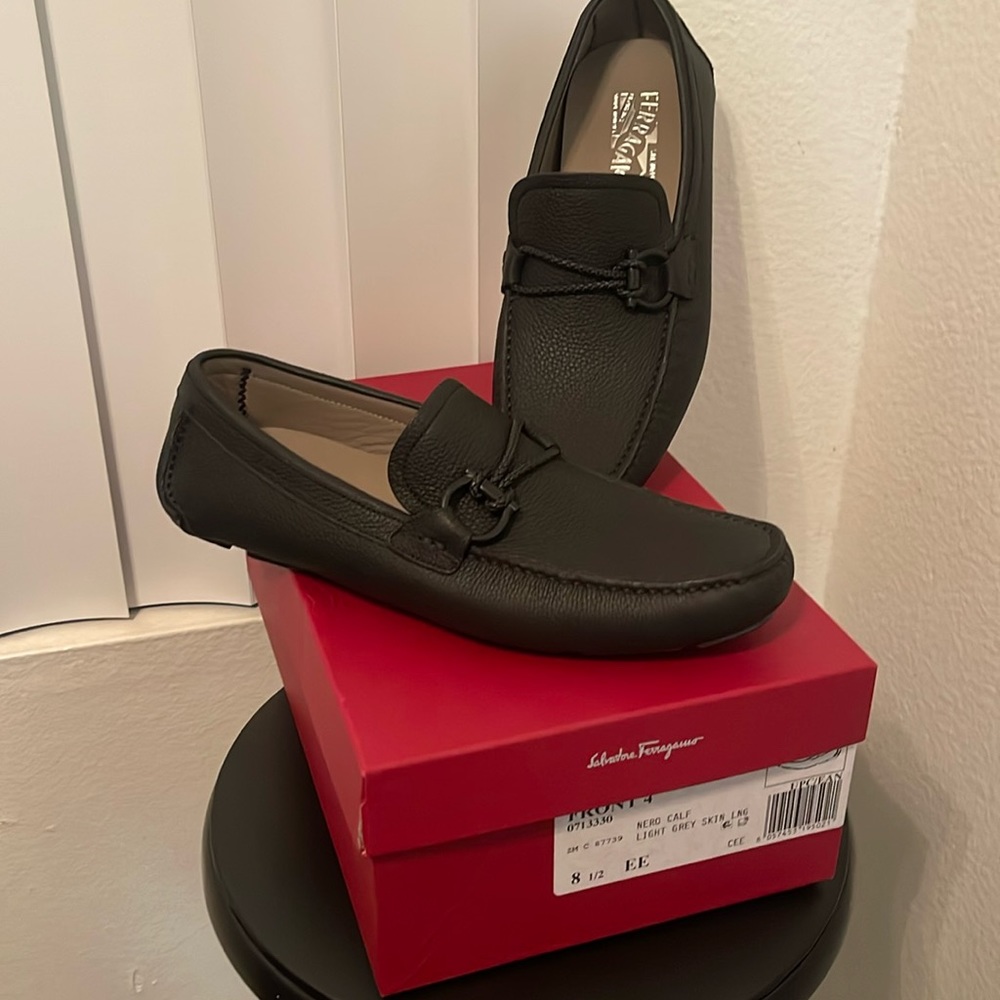 Salvatore Ferragamo black leather loafers